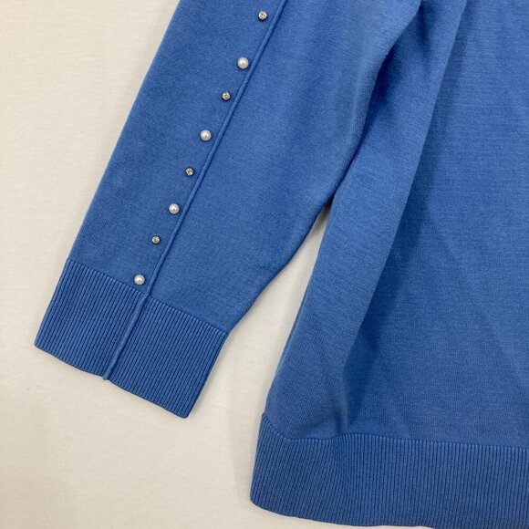 INC International Concepts size XL Blue Beaded Stretch Knit Button Cardigan - Picture 5 of 10